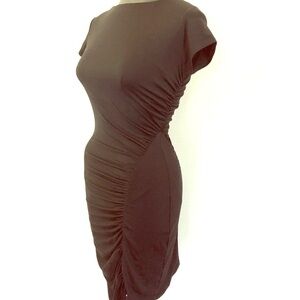 Susana Monaco Side Ruched Cap-Sleeve Midi Dress